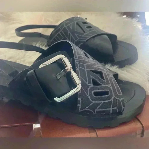 NEW Kenzo Spell-out Sandals Black Sling-back Large Buckle EU 37 US 6.5/7 - Picture 13 of 13